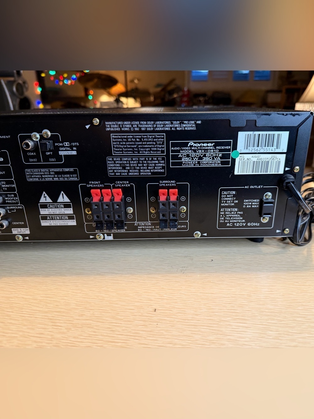Pioneer VSX-D510 5.1 Channel Audio/Video Multi 100 Watts/Channel Receiver Tested - Picture 8 of 8